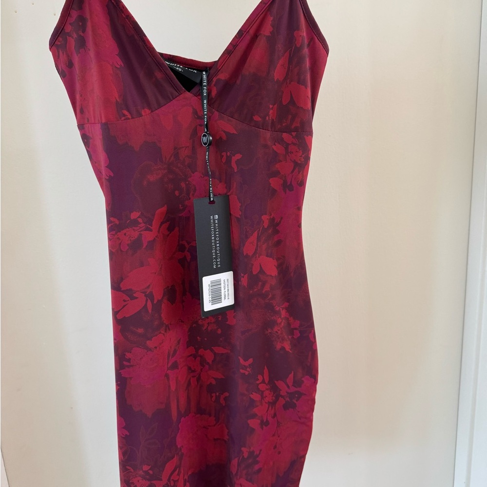 White Fox Floral Red Dress